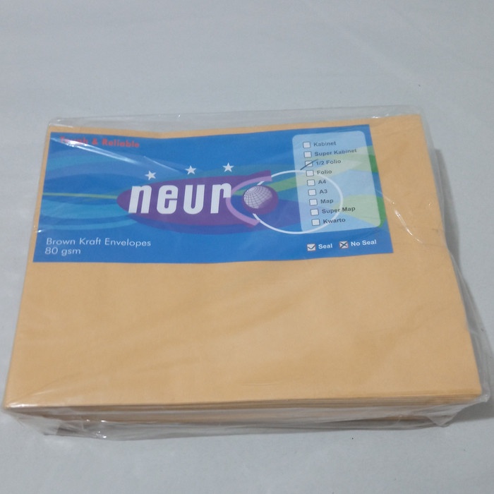 

Amplop Coklat Ukuran 1/2 Folio Neuro 19 x 25 cm SEAL