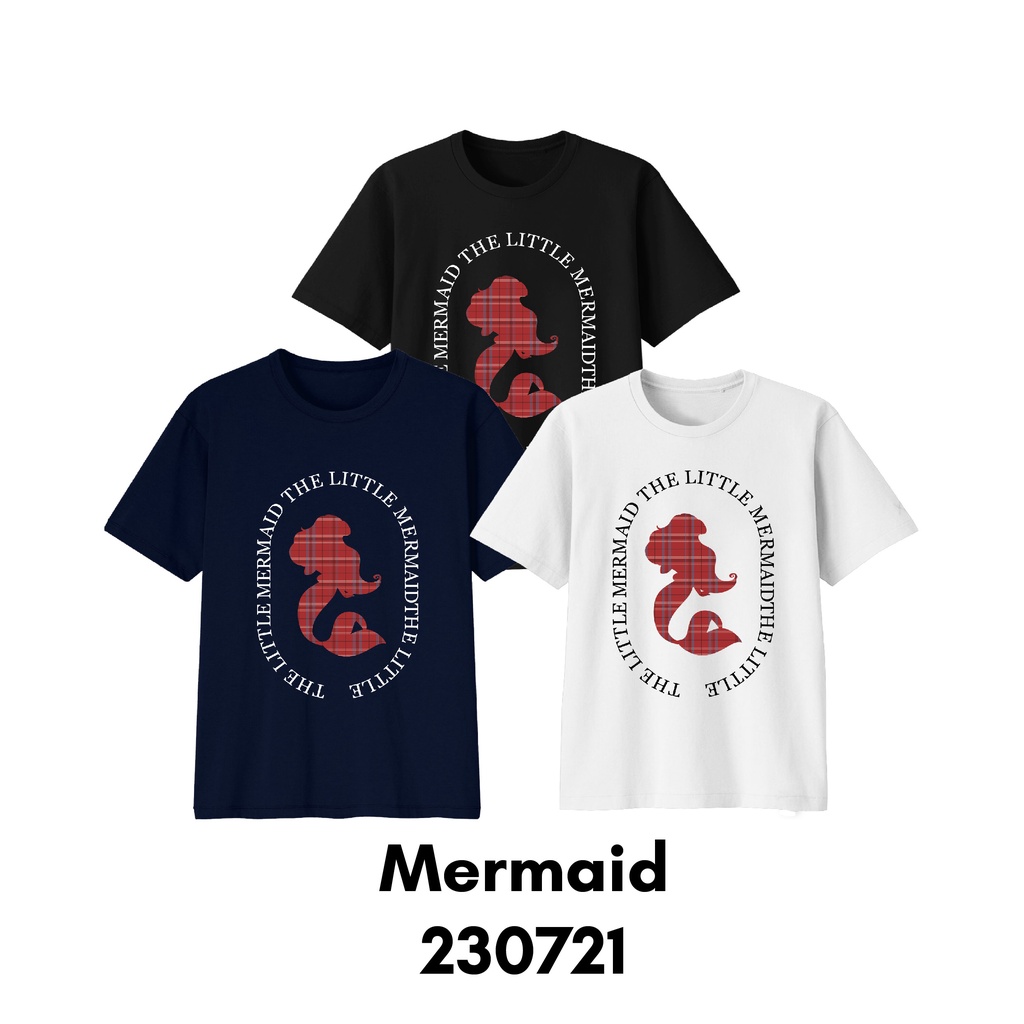 Baju Kaos Size Bayi Sampai Dewasa Seri Ariel Little Mermaid Bahan Katun Combed 30s