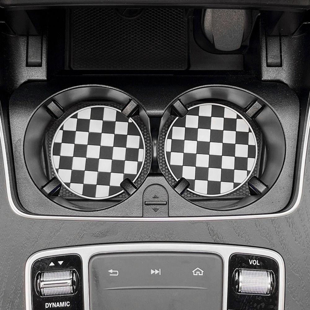 Lanfy Tatakan Gelas Bunga Ornamen Mobil Alas Botol Air Car Mug Coaster Waterproof Houndstooth Anti-Selip Car Water Cup Pad Untuk Interior Mobil