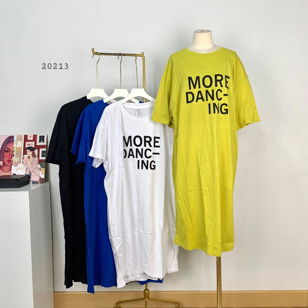 DRESS CASUAL OVERSIZE WANITA YQ PREMIUM TERUSAN DRESS CASUAL TANGAN PENDEK OBLONG VARIASI TEXT MOTIF