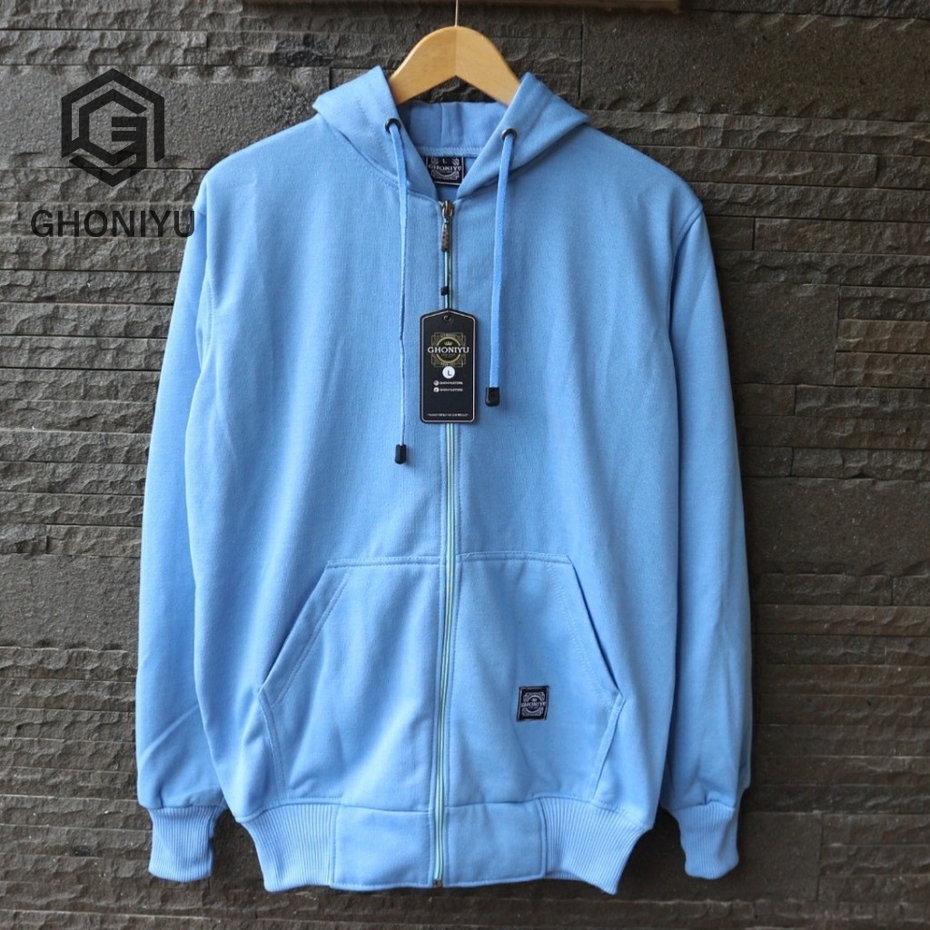 JAKET ZIPPER HOODIE POLOS/KOMBINASI ORIGINAL GHONIYU JUMBO