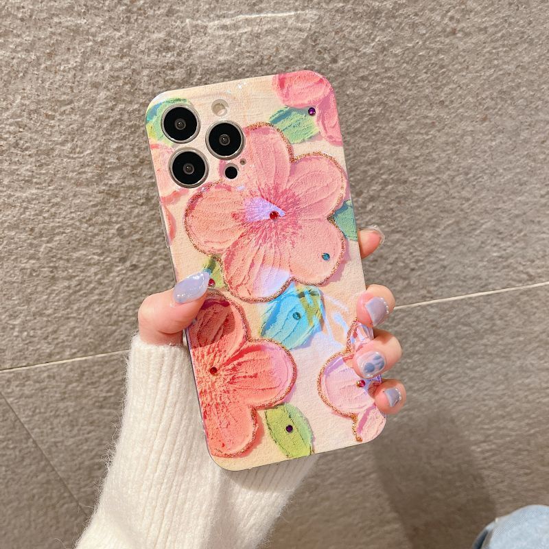 IPHONE Casing Ponsel Desain Bunga Biru Peach Blossom Single Kompatibel Dengan Iphone12 13 14 11 Pro Max X Xs Max Xr Ddcxd