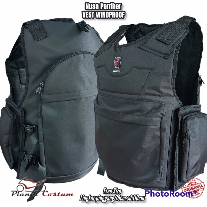 Rompi Motor Black Panther Touring Bikers Turing anti angin air Hitam