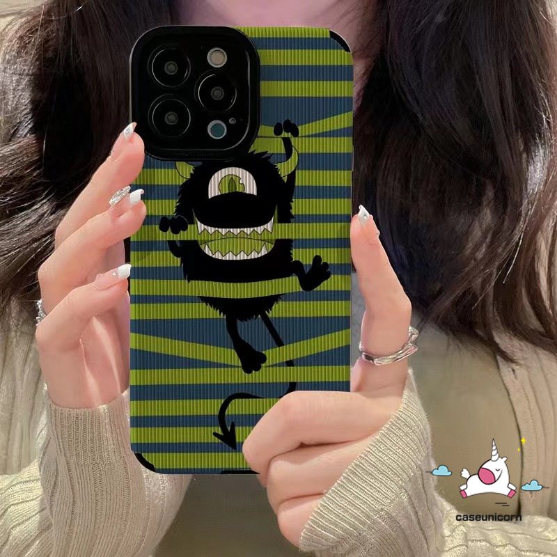 Art Zebra Stripe Love Heart Cute Little Monster Case Kompatibel Untuk iPhone XR 11 12 13 14 Pro MAX 7 8 Plus X XS MAX Kotak-Kotak Red Kisses Lips Tekstur Kulit Shockproof Cover