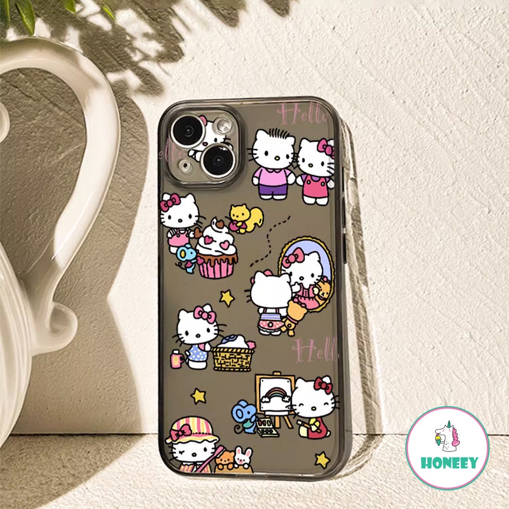 Casing Ponsel Hello Kitty Kartun Yang Indah Kompatibel Untuk iPhone 14 Pro Max13 12 11 Pro Max XR XS 7 8Plus Transparan Lembut Shockproof Back Cover