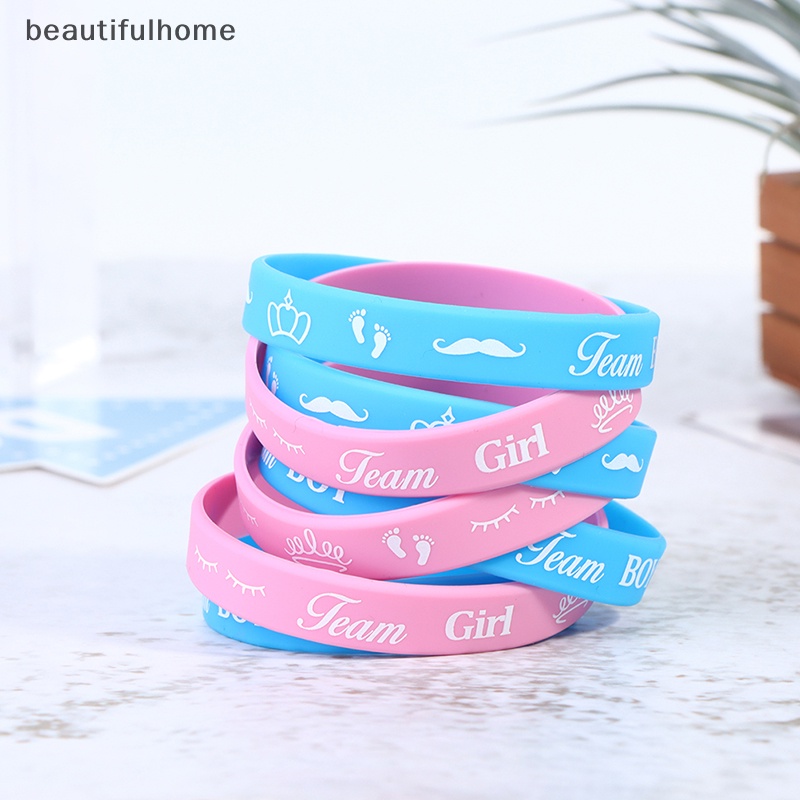 {beautifulhome} 36pcs Gelang Gender Reveal Gelang Tangan Silikon Team Boy Karet Cewek.