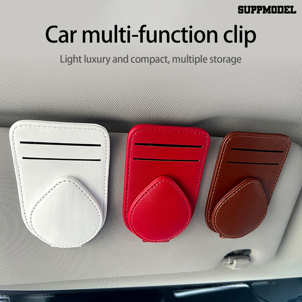 [SM]Sunglasses Holder Tahan Aus Adsorpsi Tidak Luntur Multi-Layer Mudah Dipasang Kulit Imitasi Pelindung Matahari Mobil Sunglass Holder Kartu Organizer Perlengkapan Mobil