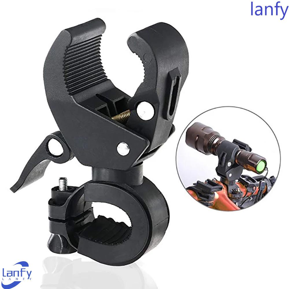 Lanfy Senter Sepeda Penjepit Universal Tahan Lama Sepeda Jalan Senter LED Stang Mount Rotating Bike Light Bracket