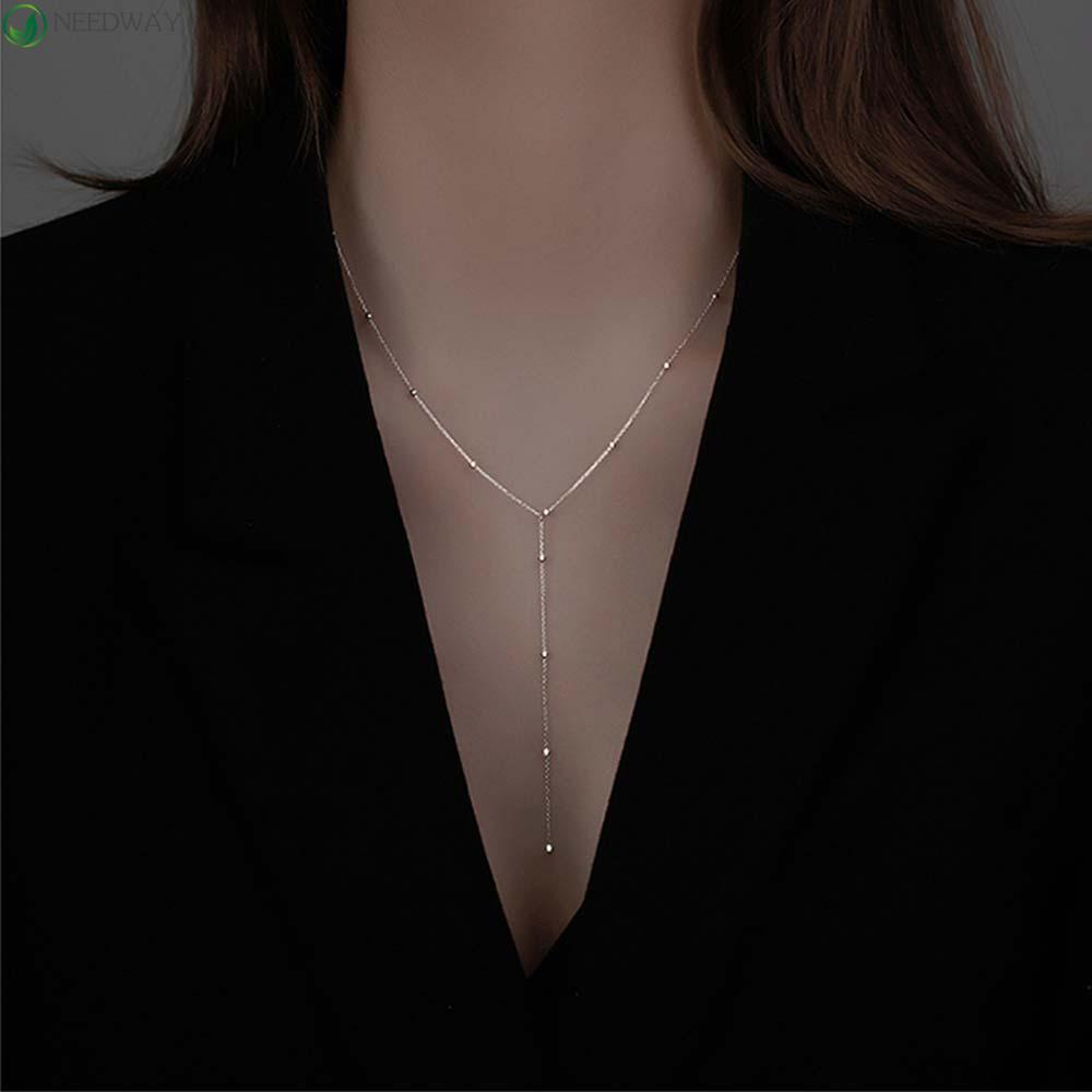 Needway Kalung Kepribadian Temperamen Manik Rumbai Panjang Liontin Perempuan Gadis Choker