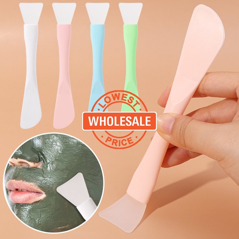 [Grosir] Diy Clay Facial Mask Brush/ Tongkat Penyesuaian Film Salon Kecantikan Profesional/ Alat Kecantikan Wajah Dan Perawatan Yang Dapat Digunakan Kembali/16.5cm Silikon Lembut Sikat Masker Wajah Kepala Ganda
