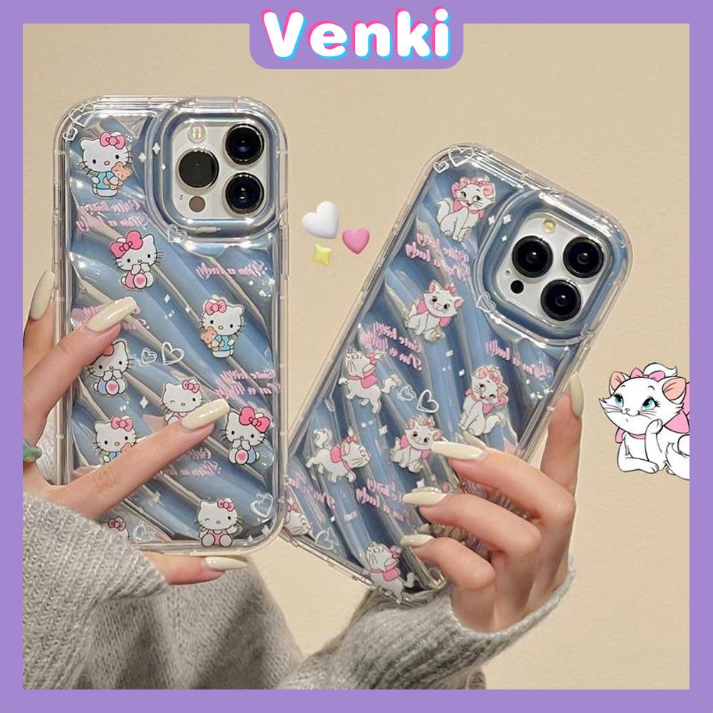 VENKI - Untuk iPhone 11 iPhone Case Laser Reflektif Bening Phone Case TPU Soft Shockproof Airbag Case Sederhana Lucu Kartun Kucing kompatibel dengan iPhone 14 13 Pro max 12 Pro Max XR XS 7