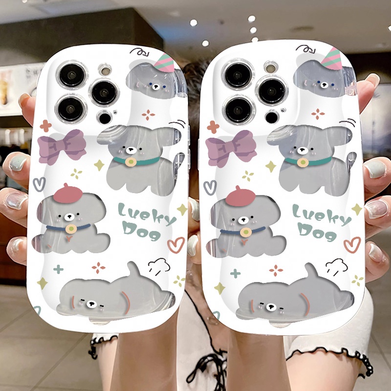 IPHONE Casing Ponsel Transparan Anjing Lucu Kompatibel Untuk Iphone14 13 12 11 Pro Max XS X Xr8 +7Plus Casing Silikon Lembut Shockproof Cover Cell Precticer