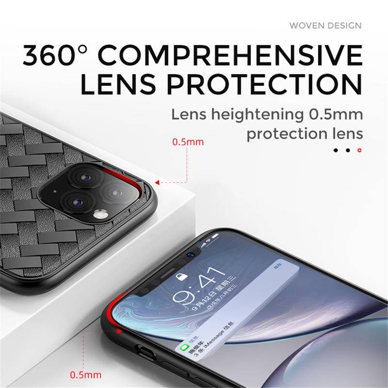 IPHONE Pola Menenun Casing Ponsel Silikon Lembut Untuk Iphone12 11 Pro Max Grid Bernapas Shockproof Back Cover Untuk Iphone12 11 series