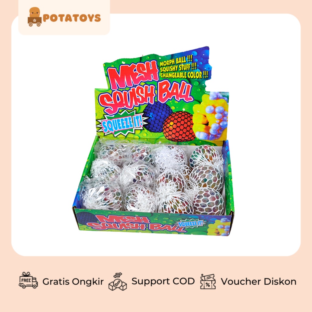 [ Potatoys ] Mesh Squishy Ball / Mainan Squishy Bola Anggur Anti Stress Ukuran Besar 5 cm / Bola Remas