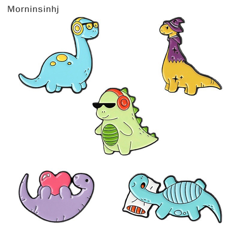 Mornin Kartun Dinosaurus Hewan Tetesan Minyak Lapel Bros Lencana Pin Pria Wanita Perhiasan Hadiah id