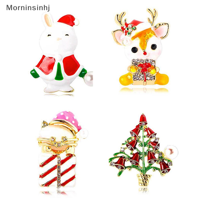 Mornin Natal Snowflake Pohon Elk Bros Lencana Lucu Bros Untuk Wanita Enamel Mengambil Hadiah Rusa Natal Tahun Baru Hewan Bros Pin Hadiah id