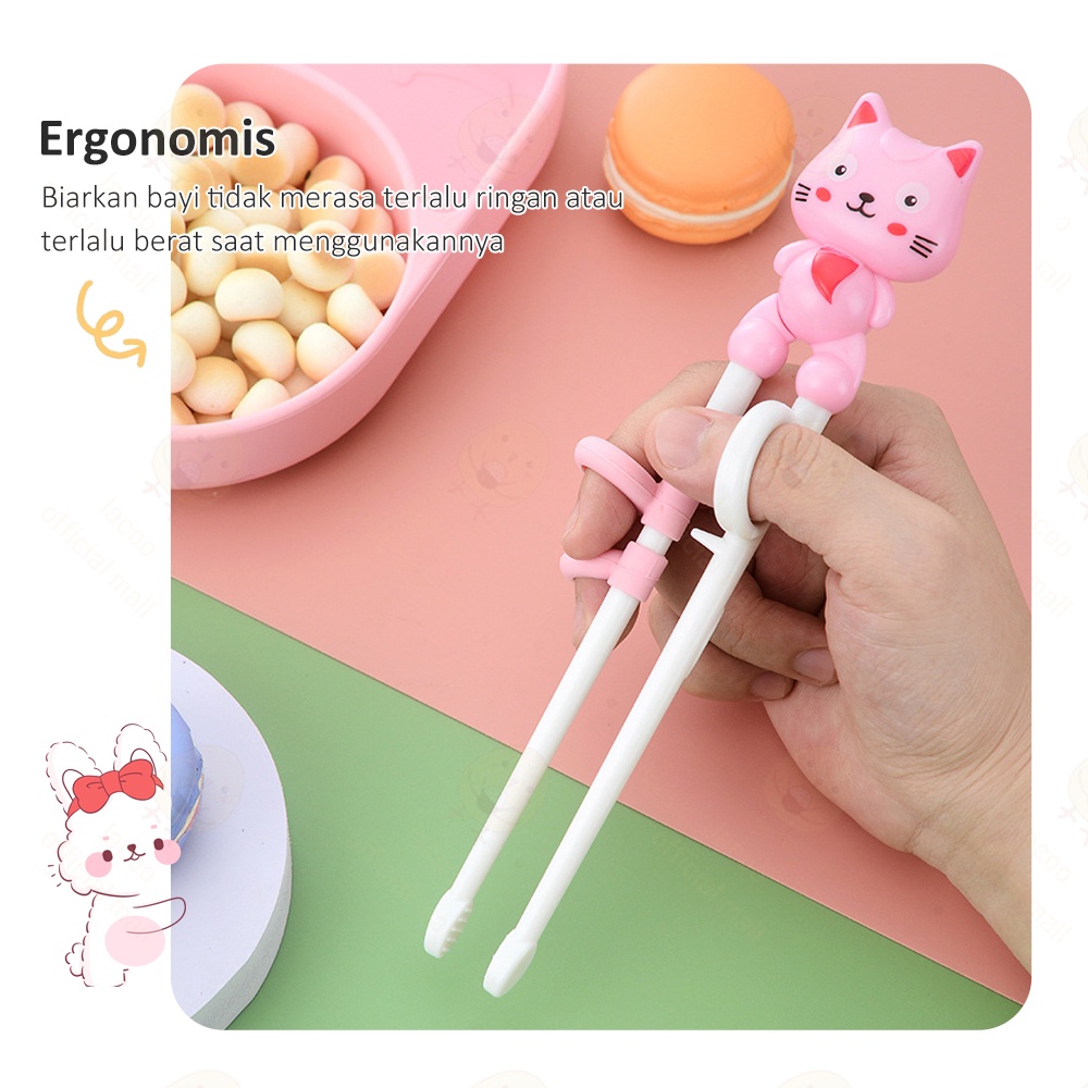 Lacoo Sumpit anak karakter Sumpit bayi anak belajar makan BPA Free Training chopstick anak