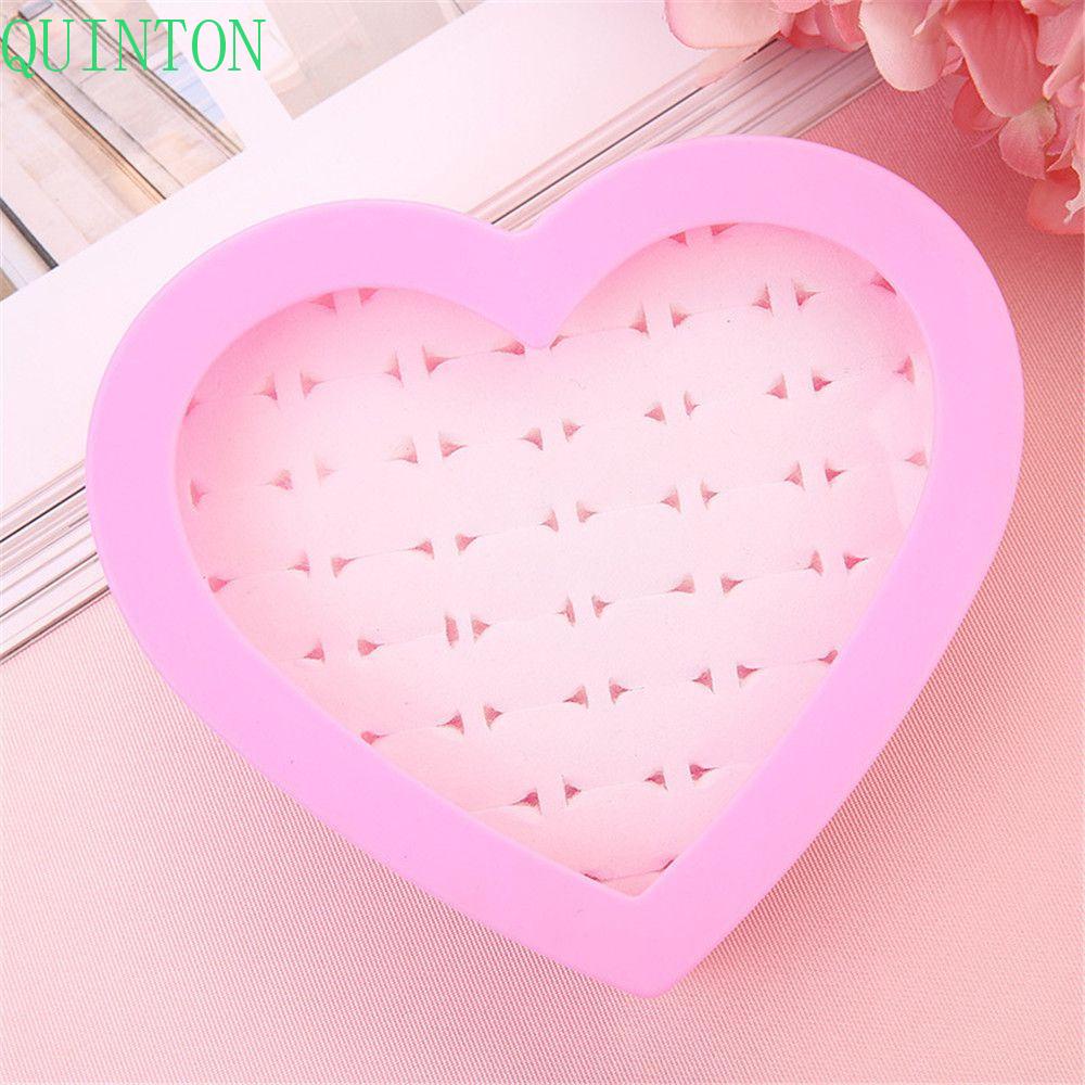 Quinton Ring Box Tempat Penyimpanan Anting Tahan Lama Tempat Cincin Pink Bentuk Hati