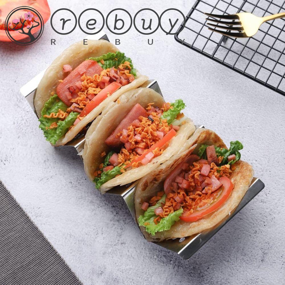 Rebuy Taco Holder Oven Restoran Berbentuk Gelombang Nyaman Dengan Piring Nampan Pegangan Akses Mudah