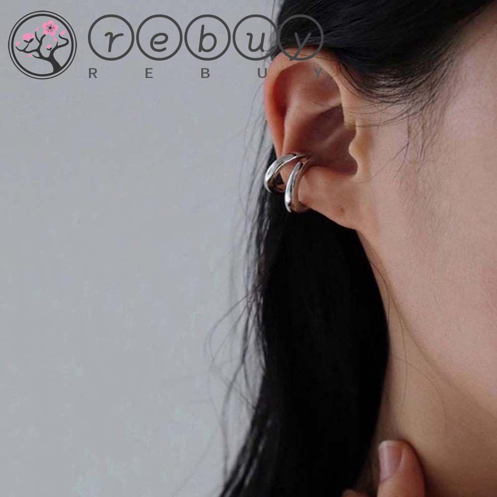 REBUY Rebuy Hoop Earrings Daily Hip Hop Sederhana Multi-layer Perhiasan Fashion Bulat Lingkaran Ganda Geometris Round Earrings