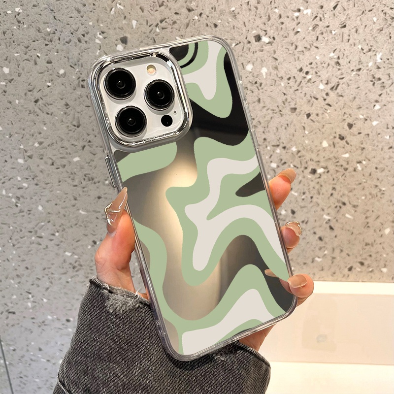 IPHONE Art Lukisan Cermin Ponsel Case Kompatibel Untuk Iphone11 12 13 14 12Pro 13Pro 14Pro Pro Max XR X XS Max Electroplating Tombol Perlindungan Mirror Cover