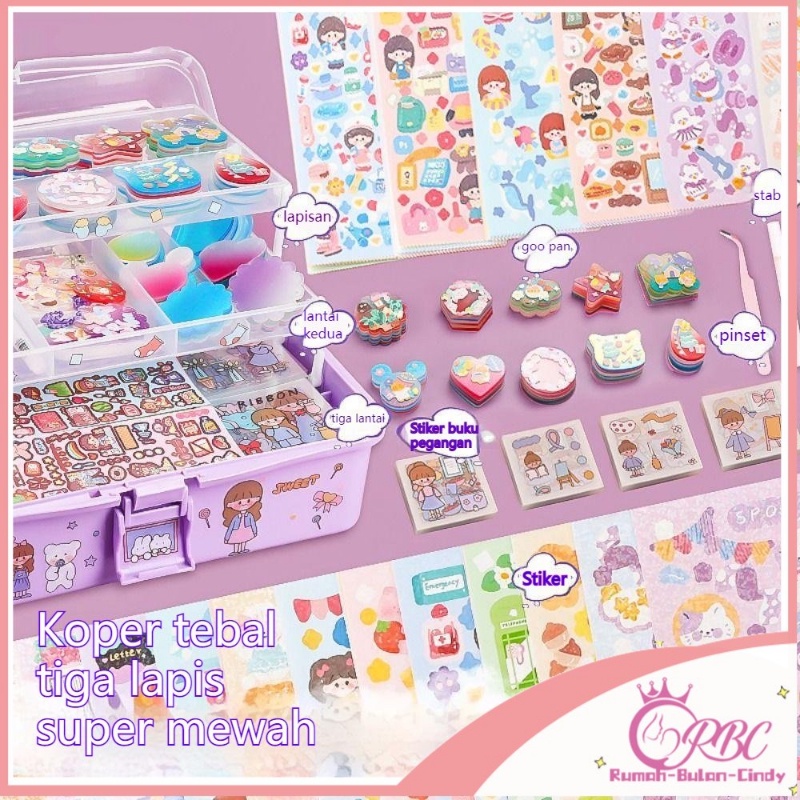 【Local Delivery 】Guka Stiker Set Mainan Anak Perempuan Hadiah Scrapbooking Stiker Diy Gantungan Kunci Diy Keyring Diy Bahan Kotak Penyimpanan Goo Card Sticker Set