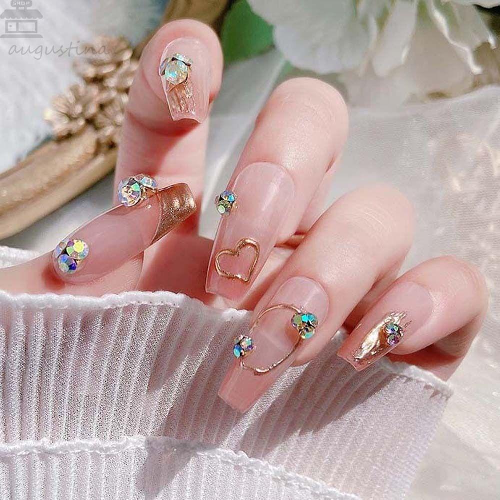 AUGUSTINA Agustina Kuku Rhinestones Pesona Kuku AB Warna Manikur Aksesoris Kuku Jepang Nail Art 3D Nail Art Drills