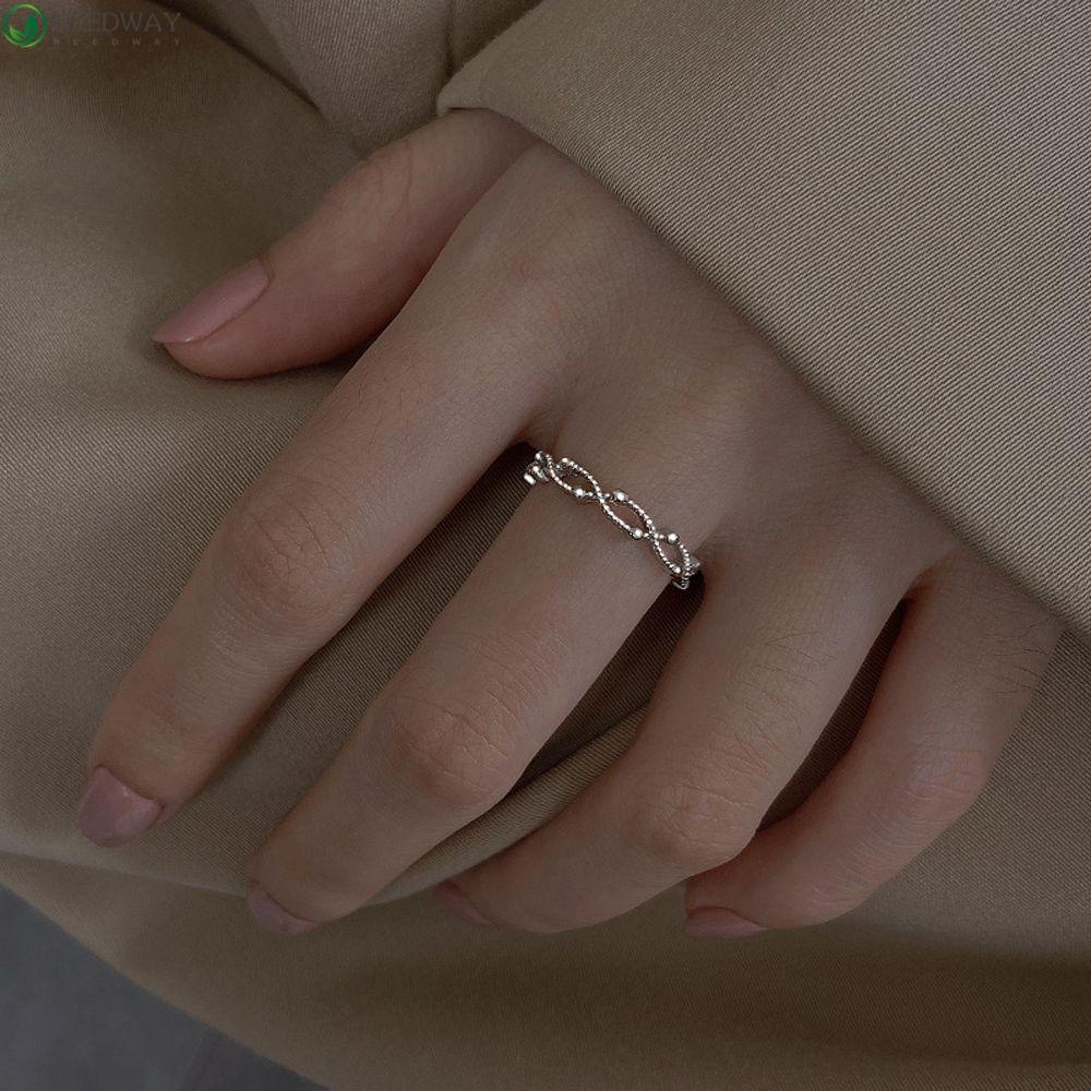 NEEDWAY Needway Cincin Gelombang Garis Berongga Kreatif Dapat Disesuaikan Hadiah Gadis Perhiasan Aksesoris Gaya Korea Rings Simple Finger Buckle