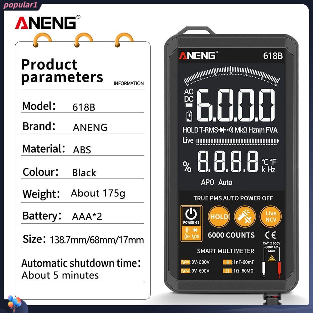 POPULAR Populer Multimeter Digital Presisi Tinggi Auto-Ranging Transistor Tester DC/AC Digital Profesional Meter