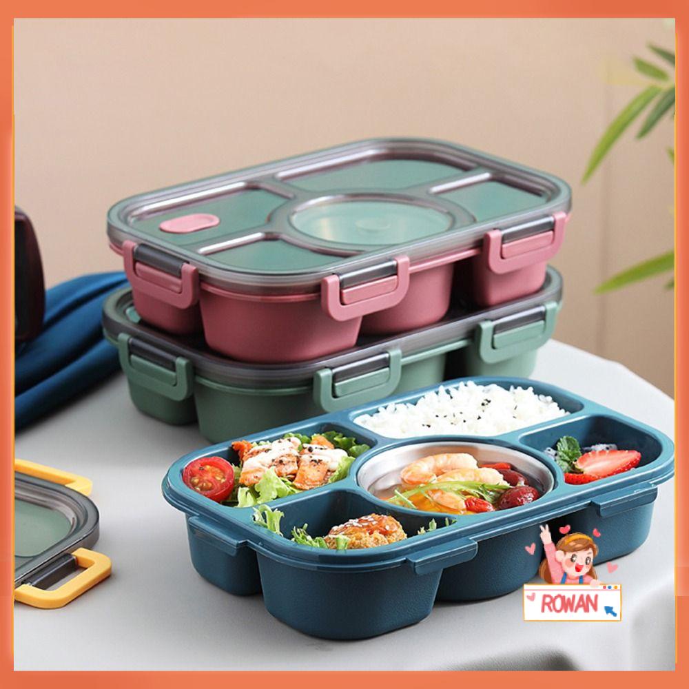R-FLOWER Divided Plate Lunch Box Portable Sealed Waterwash Microwave Kotak Bento Plastik