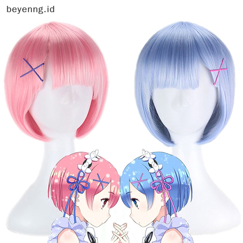 Beyen Life in a Different World Ram Rem Cosplay Wig Anime Cosplay Hiasan Kepala Props ID