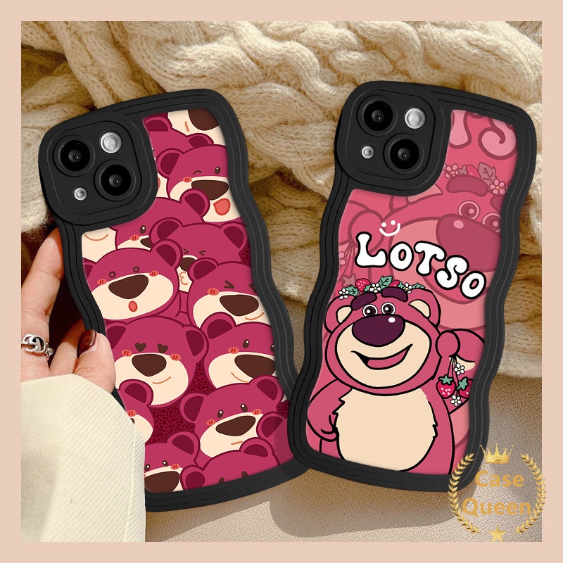 Untuk Samsung A13 A14 A04s A20s A04 A23 A50s A30s A02s A52 A52s A50 A12 A03s A20 A30 M12 A32 A04E Lovely Strawberry Bear Manyo Kartun Lucu Sesame Street Lembut Bergelombang Tepi Casing Ponsel