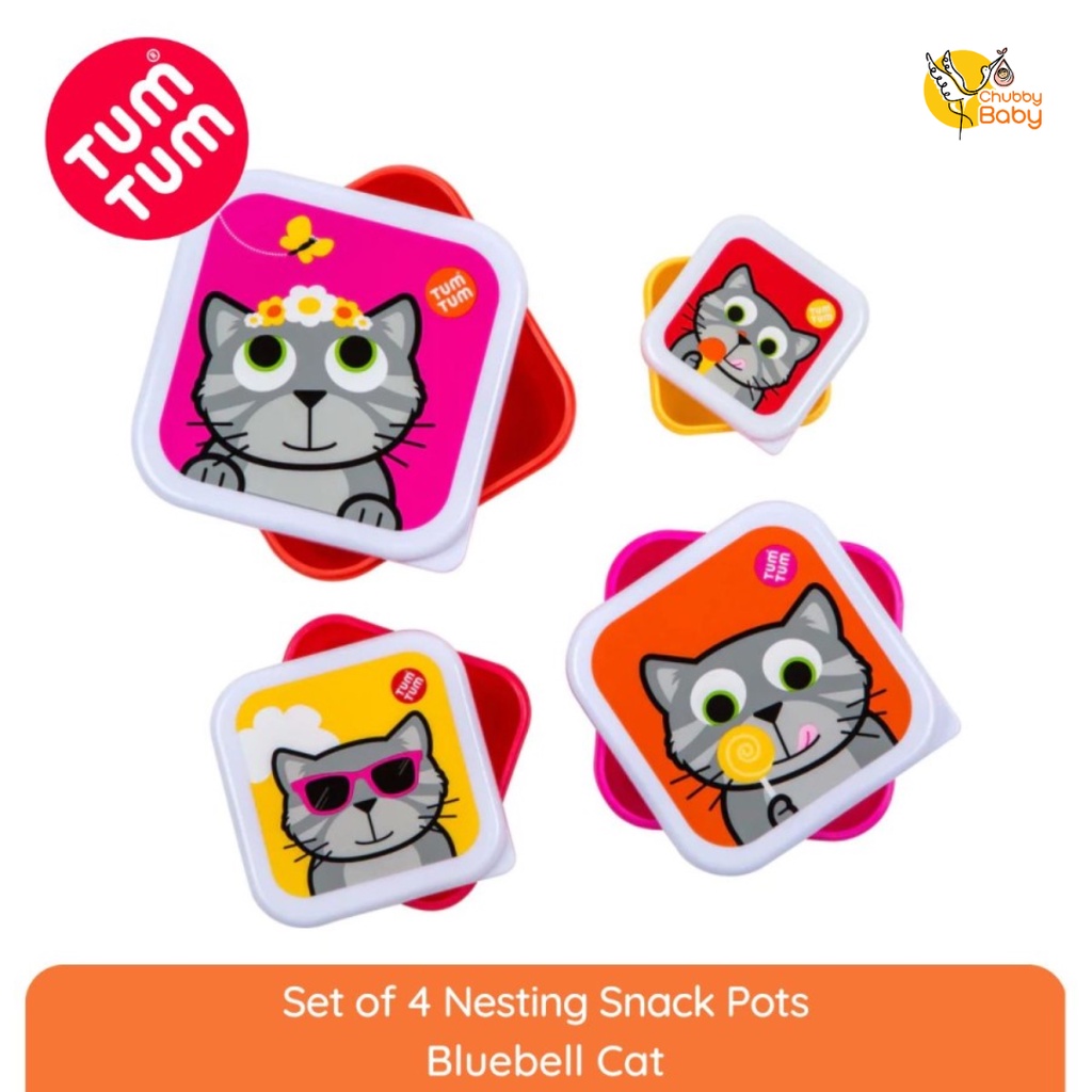 Tum Tum Set of 4 Nesting Snack Pots Bluebell | Kotak Makan