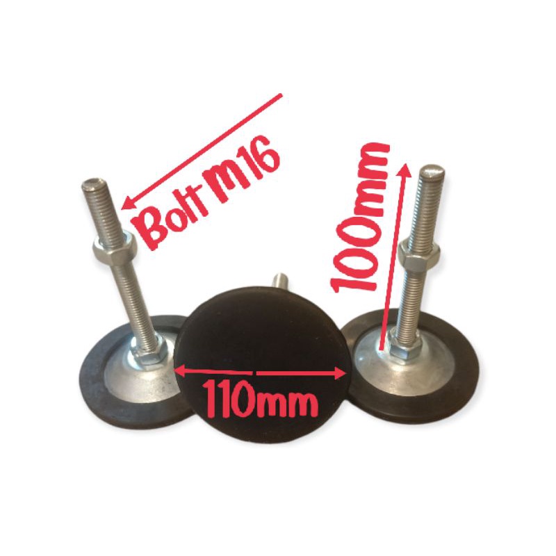 1 Set Adjuster Kaki Meja Conveyor M16+Karet / Adjuster foot table M16