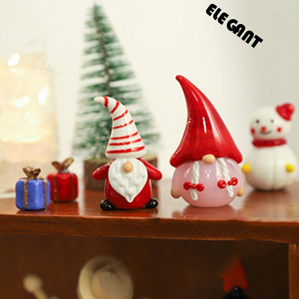 【 ELEGANT 】 Perhiasan Kaca Kartun Lucu Serbaguna Seri Kurcaci Pemandangan Mikro Karakter Dongeng Sinterklas Layout Adegan Hari Natal Dekorasi Mobil