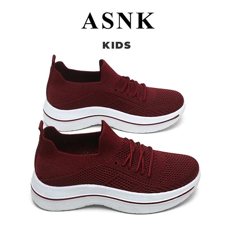 [GROSIR][COD] SEVEN_DAY SEPATU SLIP ON RAJUT SNEAKERS ANAK CEWEK COWOK USIA 7-9 THN WM2330 MAROON