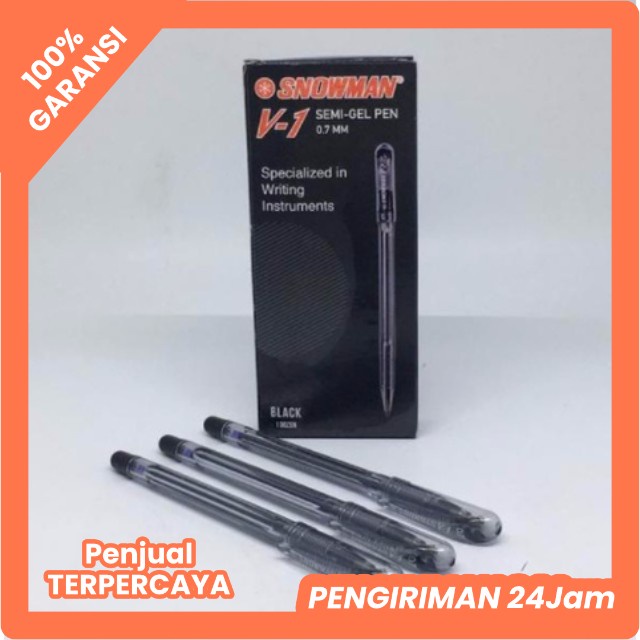 

PULPEN SEMI GEL PEN SNOWMAN V-1 BOLPEN MURAH HITAM BLACK V 1 GROSIR GELPEN ATK KANTOR ASLI BOLPOINT V1 MURAH ORIGINAL