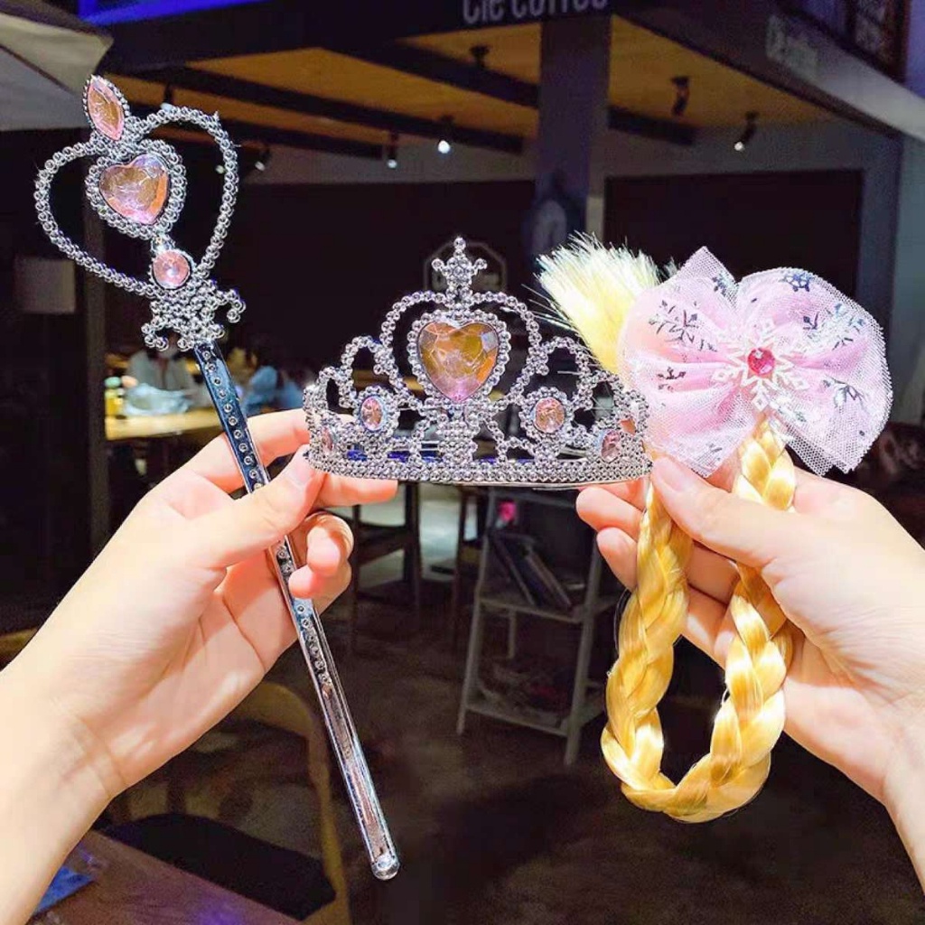 Zamzam B56 Aksesoris Anak Motif Frozen 2 in 1 Dan 3 in 1 Mahkota Tongkat Wig Import