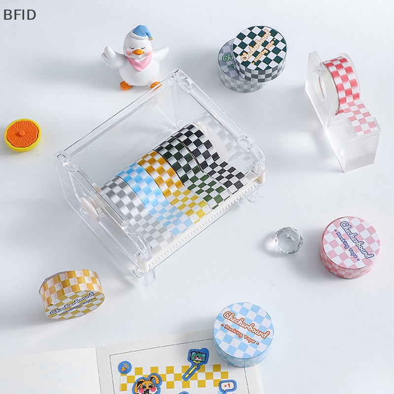 [BFID] 1roll Checkerboard Washi Tape Untuk DIY Jurnal Scrapbooking Diary Planners Perlengkapan Kerajinan Tangan [ID]