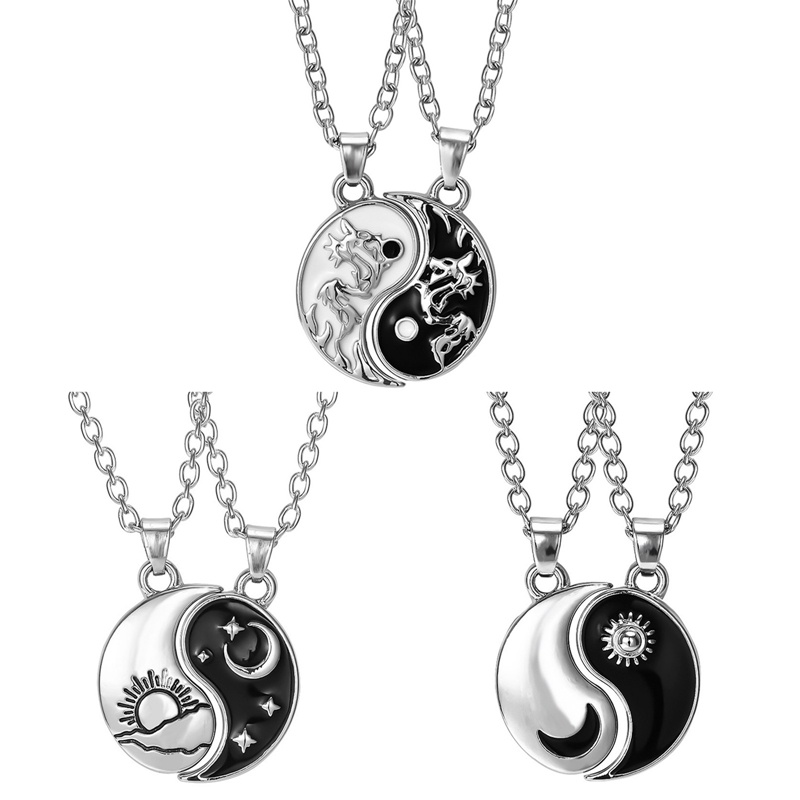 2pcs/set Yin Yang Liontin Kalung Puzzle Tren Kepribadian Kalung Hadiah Pasangan Ulang Tahun