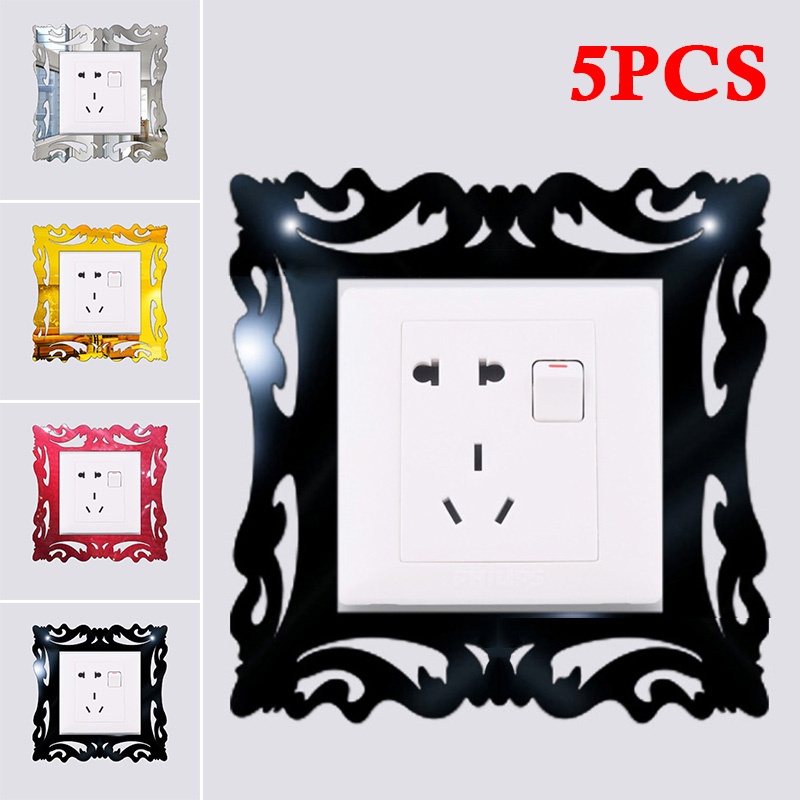 5x Saklar Lampu Akrilik Surround Socket Plate Panel Cover Stiker Dinding Dekorasi