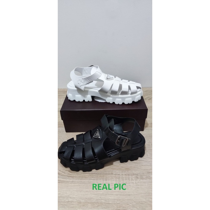 [LC] 1508 Sepatu Sandal Wanita Heels Hak P*R*A*D*A Heel 5,5 cm ELEGAN CANTIK Pesta Kerja Keren Trend Casual Kualitas Bagus Impor