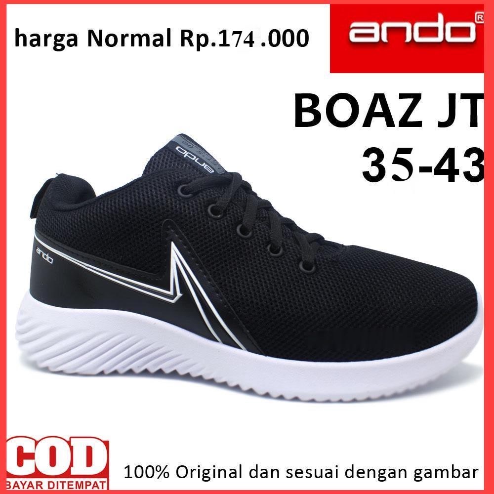 SEPATU ANDO Sekolah Anak Laki Laki Perempuan SD SMP SMA REMAJA Hitam Putih Ando BOAZ BODY KEREN JAHI