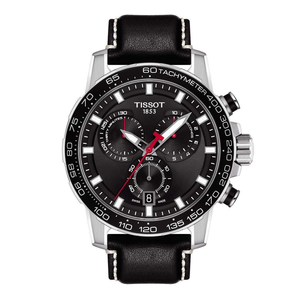 Tissot Supersport Chrono Black Leather 46.5mm Jam Tangan Pria - T1256171605100