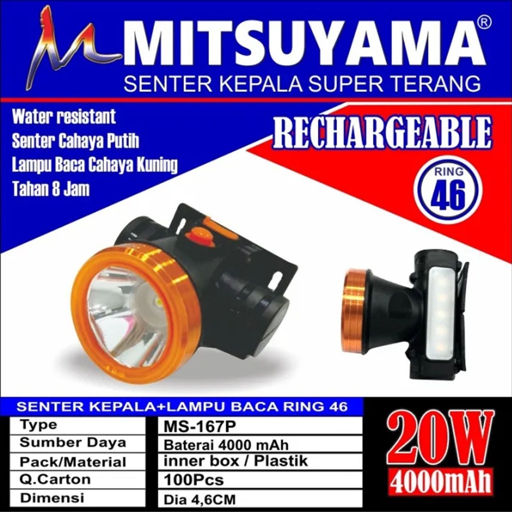 Senter Kepala LED Mitsuyama MS 147P / MS 147K / MS 167P / MS 177P LED Headlamp Bonus Lampu LED