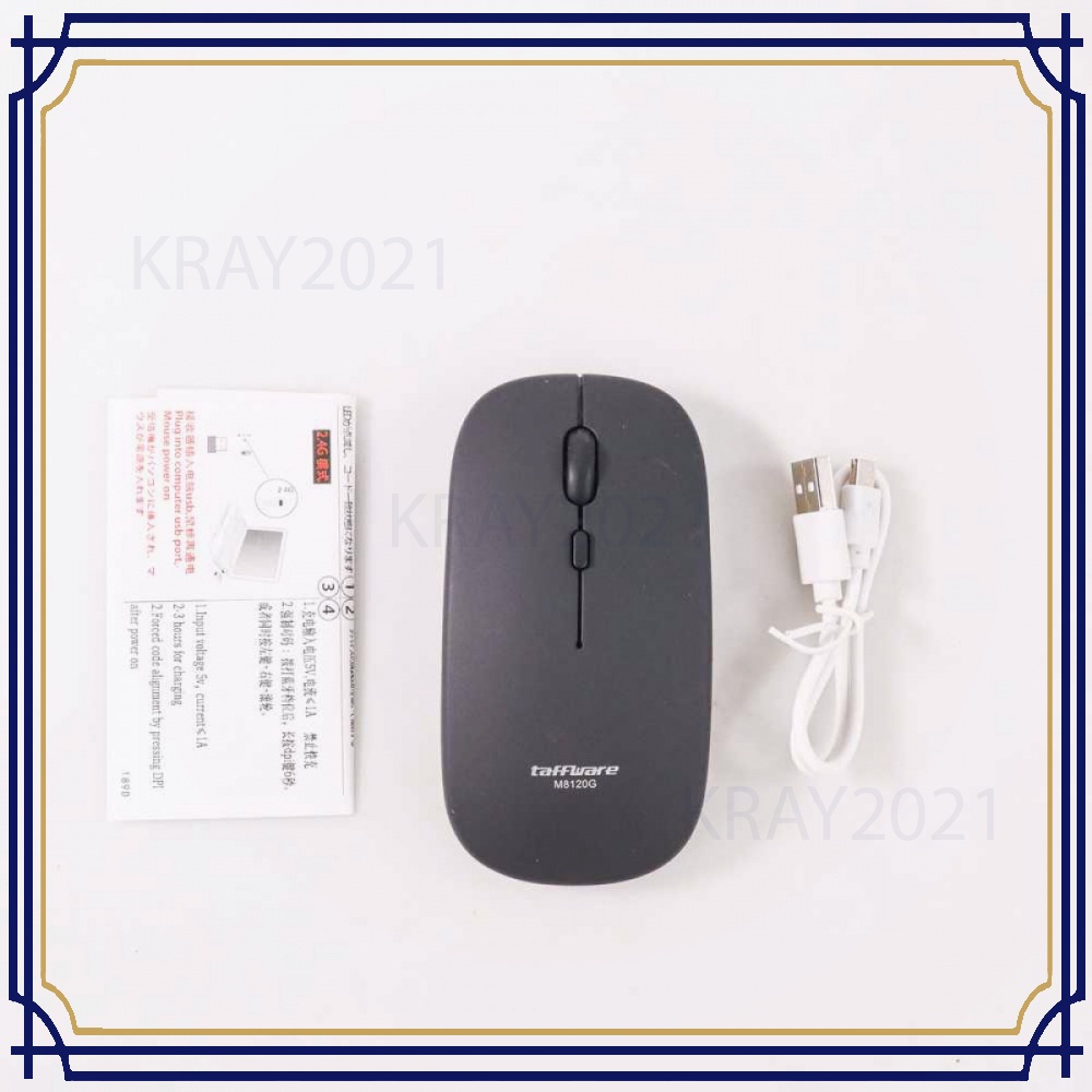 Mouse Cas Taffware Mouse Bluetooth 5.2 + Dongle Wireless 2.4G Rechargeable - M8120G Black