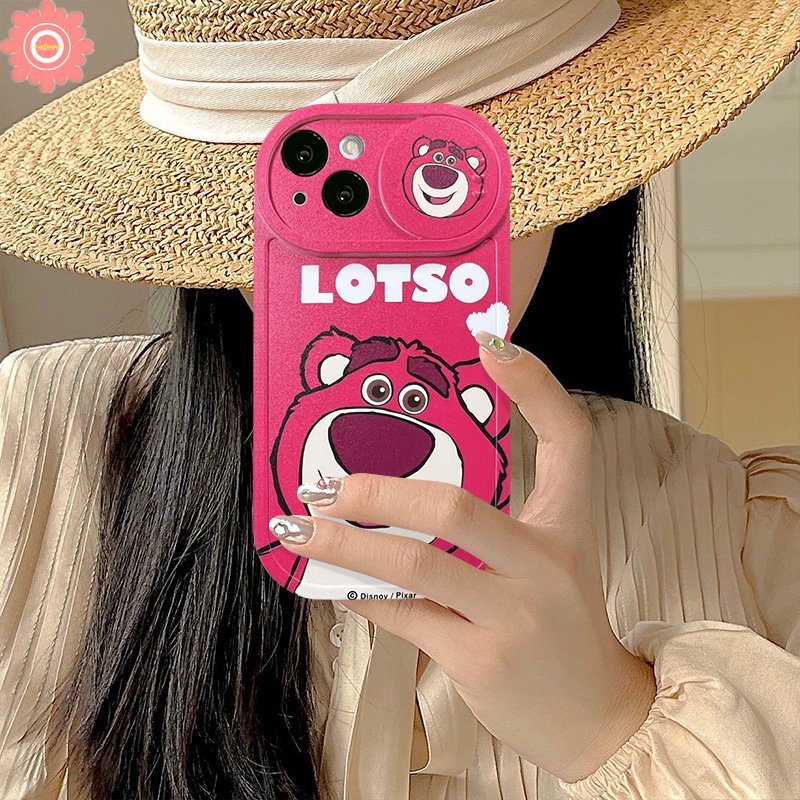 Couple Cute Mickey Mouse Phone Case Compatible for iPhone 11 13 12 Pro Max 7Plus 8Plus XR X XS Max Push Pull Window Cartoon Disney Strawberry Bear Lotso Camera Lens Protector Cover