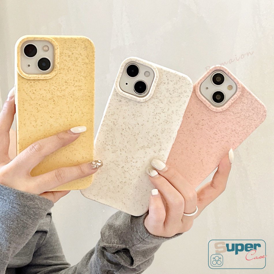 Simple Solid Color Degradable Phone Case Compatible for IPhone 7Plus 8Plus XR X XS MAX 13 11 14 12 Pro Max 7 8 Plus Luxury Skin Feel Solid Color Anti-Fall Frame Hard Back Cover