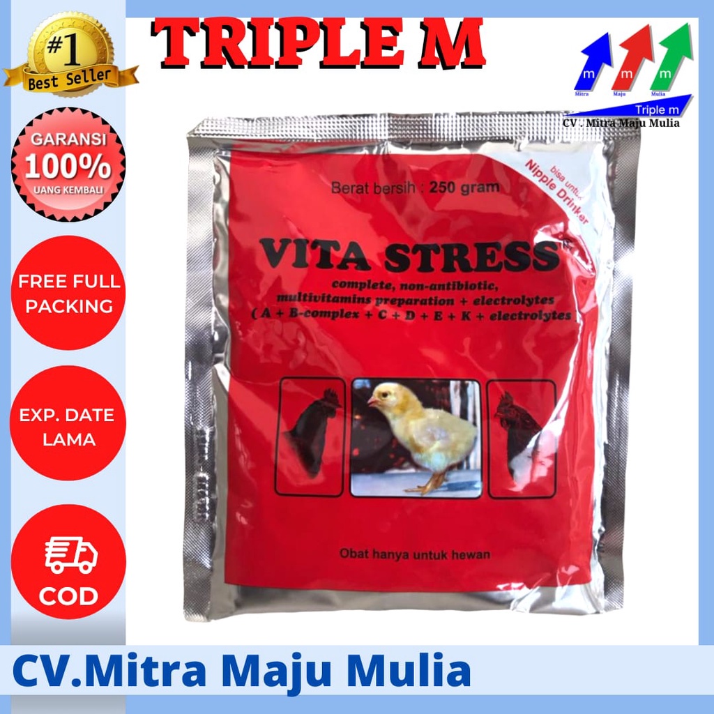 VITASTRESS 250 gram VITA STRESS 250 gram MEDION Vitamin Anti Stres Ayam Unggas DOC Bebek Burung Vitastres Sakit Vaksinasi