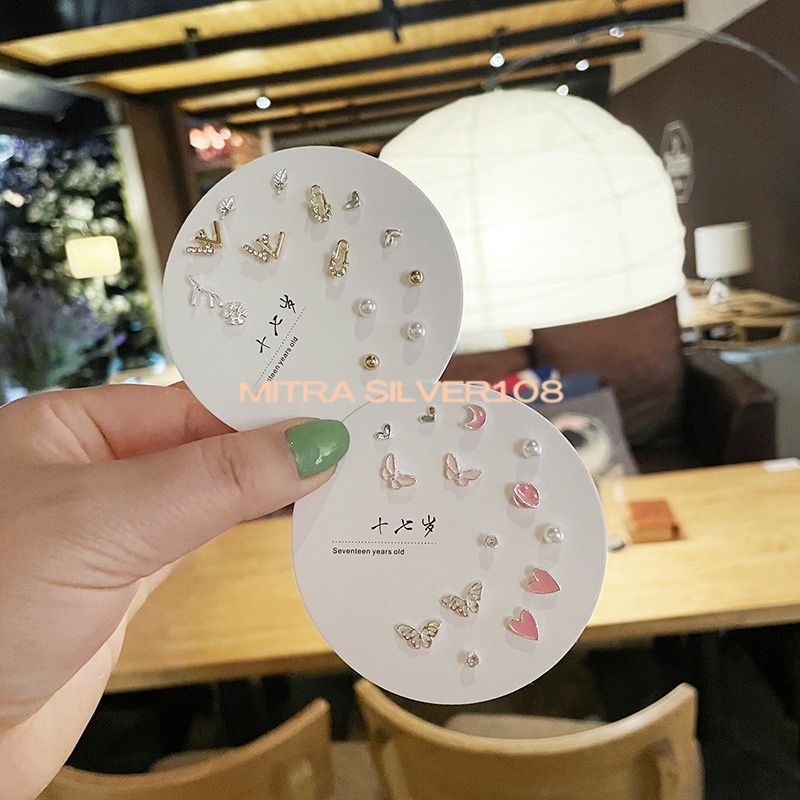 7 Pasang Anting Tindik Tusuk 1 Set Korea Fashion Stud Earrings Korean Style untuk Wanita ER 01